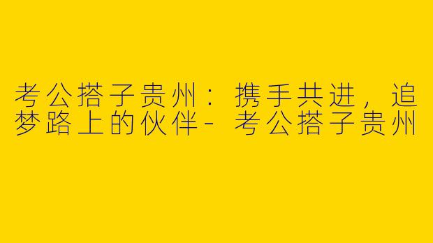 考公搭子贵州:携手共进,追梦路上的伙伴