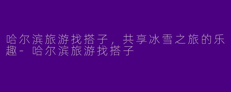 哈尔滨旅游找搭子，共享冰雪之旅的乐趣-哈尔滨旅游找搭子