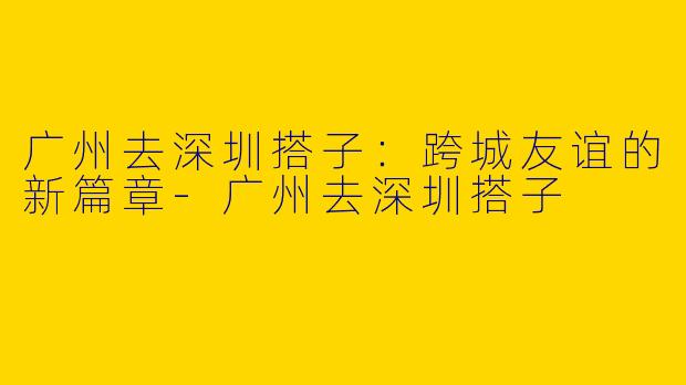 广州去深圳搭子：跨城友谊的新篇章-广州去深圳搭子