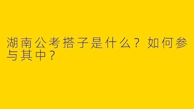 湖南公考搭子是什么？如何参与其中？