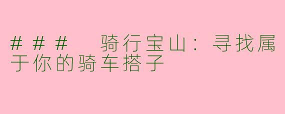 ### 骑行宝山：寻找属于你的骑车搭子