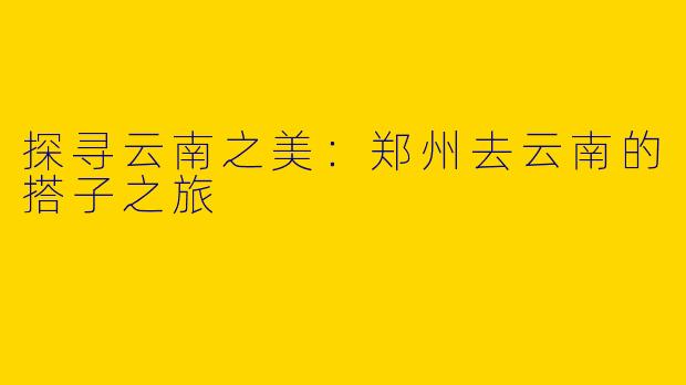 探寻云南之美：郑州去云南的搭子之旅