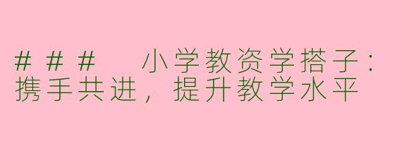 ### 小学教资学搭子：携手共进，提升教学水平
