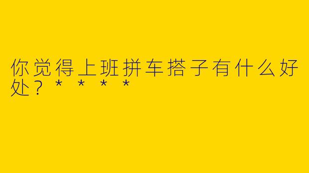 你觉得上班拼车搭子有什么好处？****