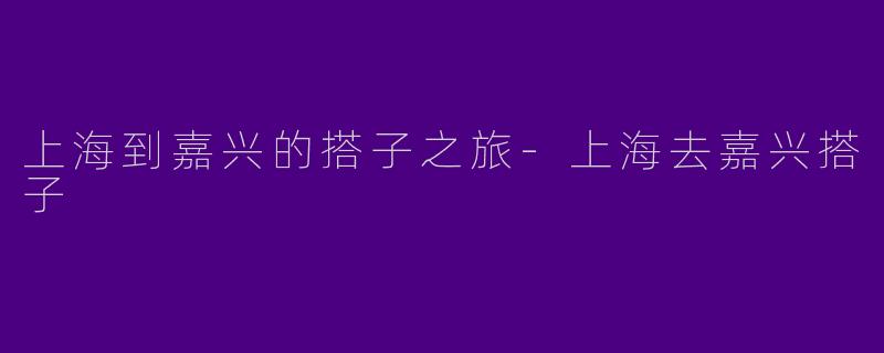 上海到嘉兴的搭子之旅-上海去嘉兴搭子