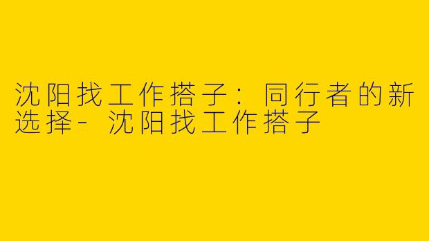 沈阳找工作搭子：同行者的新选择