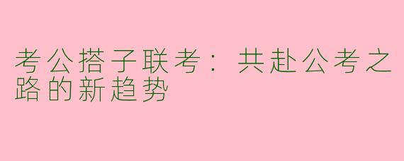考公搭子联考：共赴公考之路的新趋势