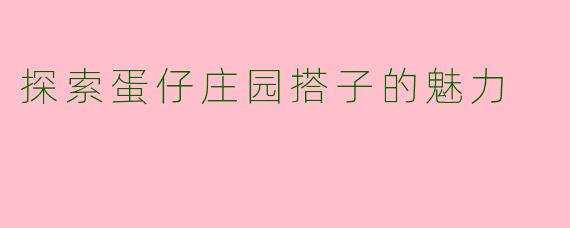 探索蛋仔庄园搭子的魅力
