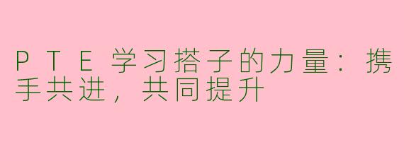 PTE学习搭子的力量：携手共进，共同提升
