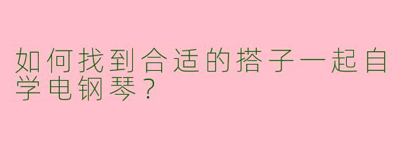 如何找到合适的搭子一起自学电钢琴？