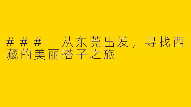 ### 从东莞出发，寻找西藏的美丽搭子之旅