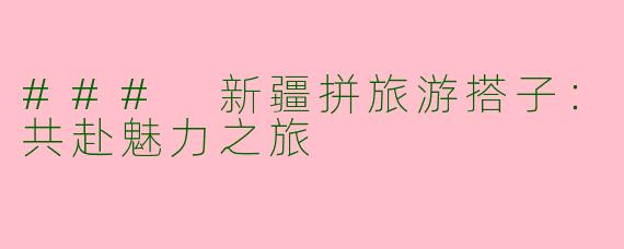 ### 新疆拼旅游搭子：共赴魅力之旅