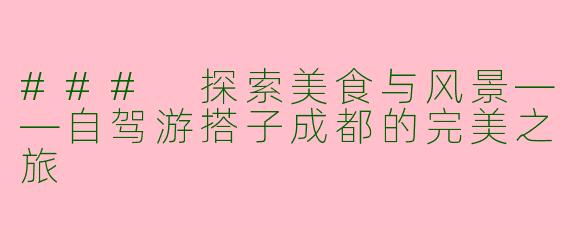 ### 探索美食与风景——自驾游搭子成都的完美之旅