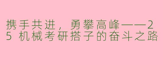 携手共进,勇攀高峰——25机械考研搭子的奋斗之路