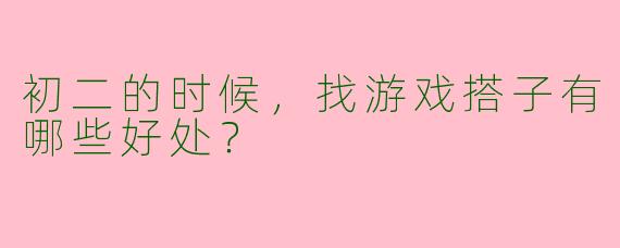 初二的时候，找游戏搭子有哪些好处？