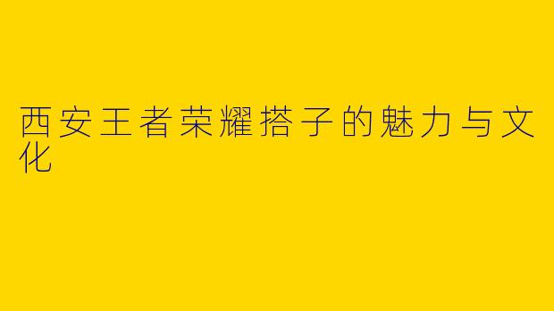 西安王者荣耀搭子的魅力与文化