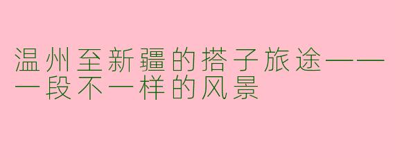 温州至新疆的搭子旅途——一段不一样的风景