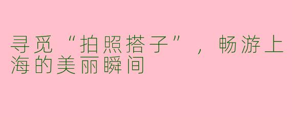 寻觅“拍照搭子”，畅游上海的美丽瞬间