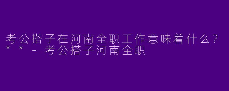 考公搭子在河南全职工作意味着什么？**