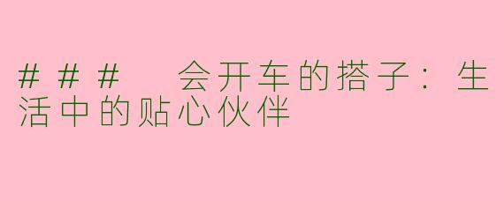 ### 会开车的搭子：生活中的贴心伙伴