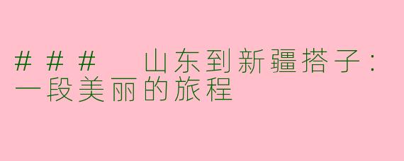 ### 山东到新疆搭子：一段美丽的旅程