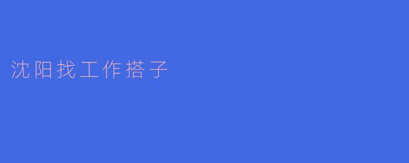 沈阳找工作搭子
