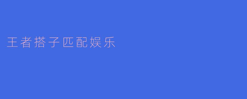 王者搭子匹配娱乐的机制是怎样的?**