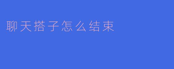 ### 聊天搭子怎么结束