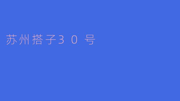 苏州搭子30号是什么？**