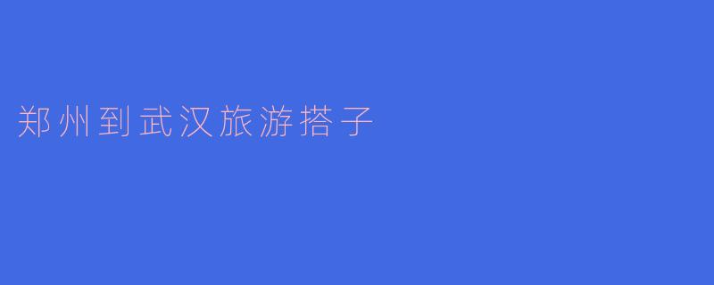 请问从郑州到武汉旅游,有没有推荐的搭子一起去的方式?