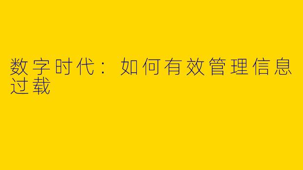 数字时代:如何有效管理信息过载
