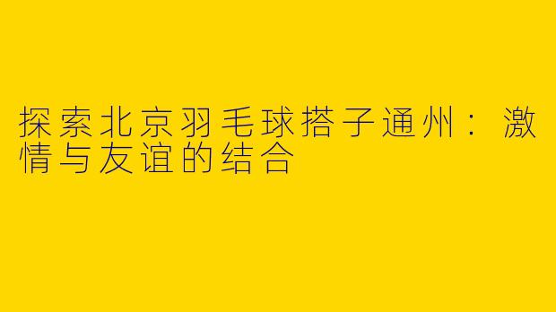 探索北京羽毛球搭子通州：激情与友谊的结合