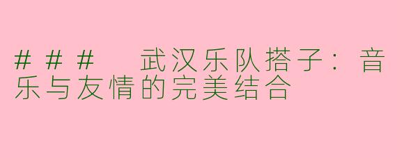 ### 武汉乐队搭子：音乐与友情的完美结合
