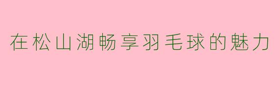 在松山湖畅享羽毛球的魅力