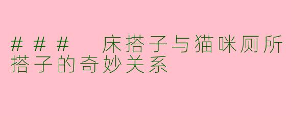 ### 床搭子与猫咪厕所搭子的奇妙关系