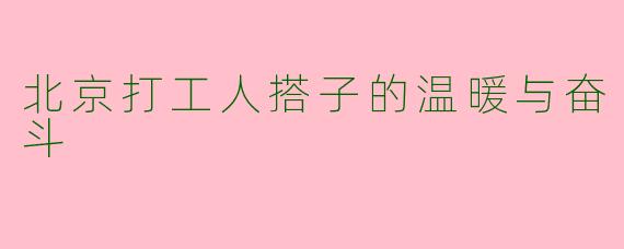北京打工人搭子的温暖与奋斗