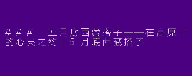 ### 五月底西藏搭子——在高原上的心灵之约