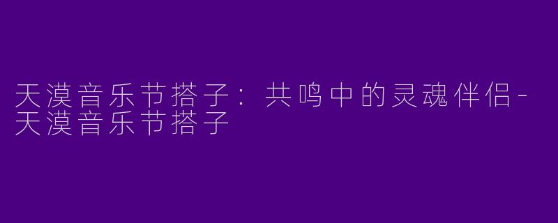 天漠音乐节搭子：共鸣中的灵魂伴侣