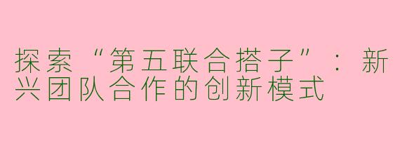 探索“第五联合搭子”：新兴团队合作的创新模式