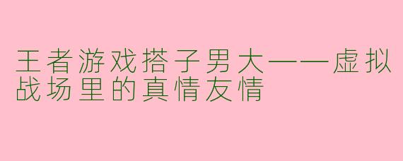 王者游戏搭子男大——虚拟战场里的真情友情