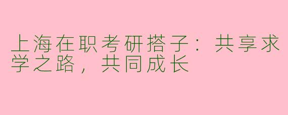 上海在职考研搭子：共享求学之路，共同成长