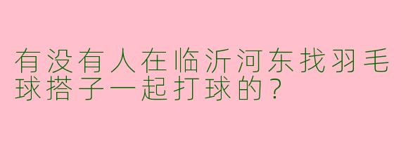有没有人在临沂河东找羽毛球搭子一起打球的?