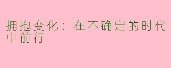 拥抱变化：在不确定的时代中前行