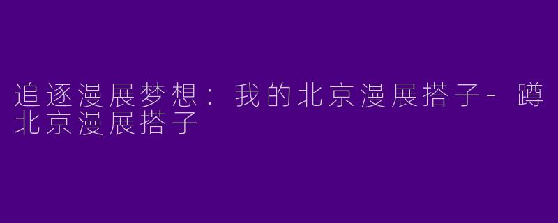 追逐漫展梦想：我的北京漫展搭子-蹲北京漫展搭子