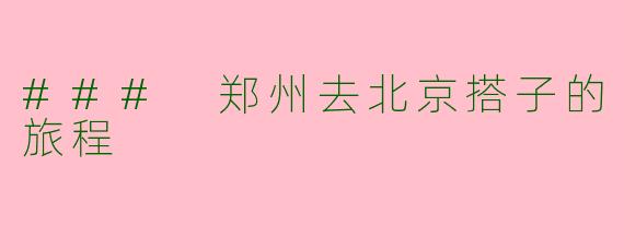 ### 郑州去北京搭子的旅程
