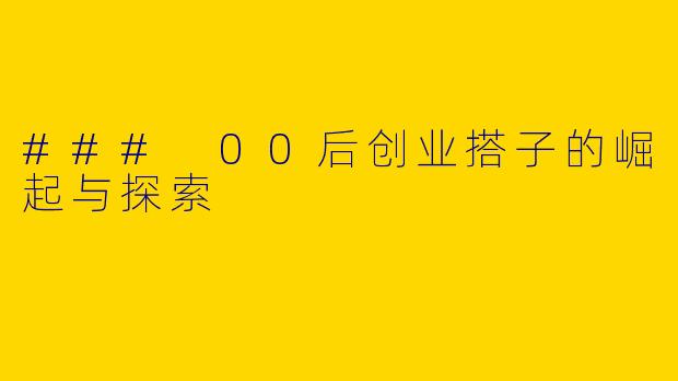 ### 00后创业搭子的崛起与探索