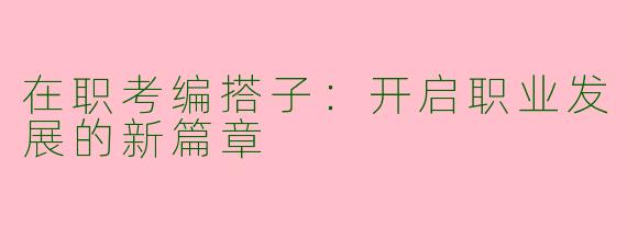 在职考编搭子：开启职业发展的新篇章