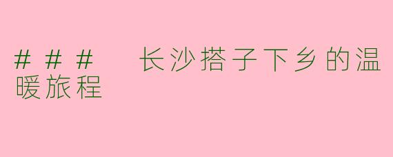 ### 长沙搭子下乡的温暖旅程