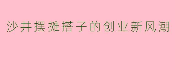 沙井摆摊搭子的创业新风潮