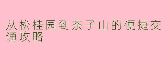 从松桂园到茶子山的便捷交通攻略